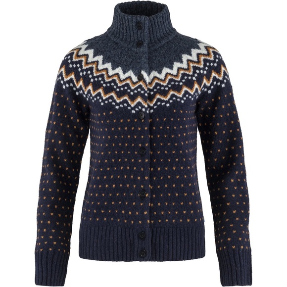 Fjällräven Women's Övik Knit Cardigan In Blue Wool Button Up Front Fair Isle SMA - Picture 9 of 16